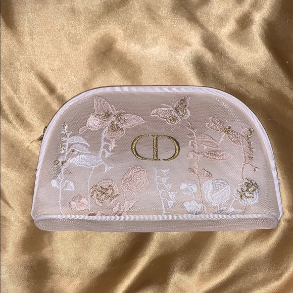 Dior Pink Cosmetic Bag with Elegant Embroidery - Picture 1 of 6